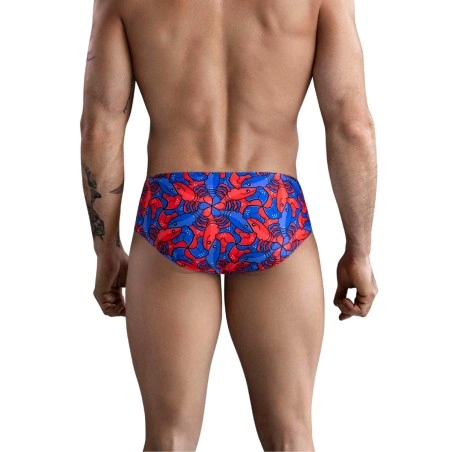 SLIP DE BAIN MOTIF LANGOUSTE ROUGE ET BLEU 174005 - CLEVER