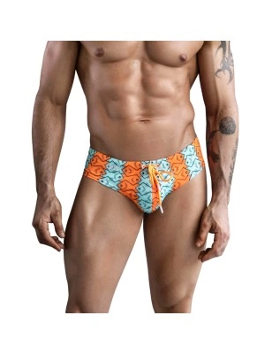 SLIP DE BAIN MOTIF OCELARIS ORANGE ET BLEU 174104 - CLEVER