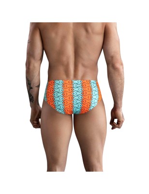 SLIP DE BAIN MOTIF OCELARIS ORANGE ET BLEU 174104 - CLEVER
