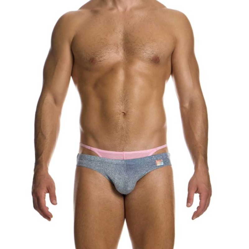 PACK STRING + SLIP  DELUSION ROSE ET ARGENT A PAILLETTES 02512 - MODUS VIVENDI