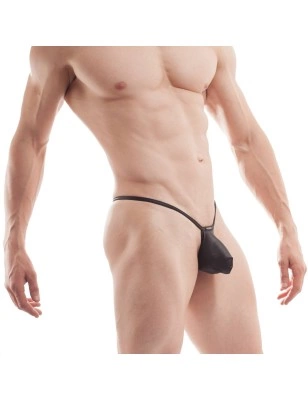 MINI STRING FICELLE EFFET MOUILLE NOIR - 381-B3 - WOJOER