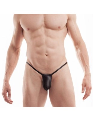 MINI STRING FICELLE DE BAIN WETLOOK NOIR - 0324-S003 - WOJOER