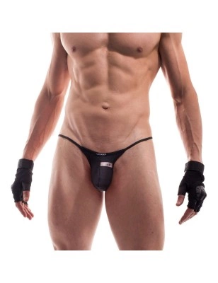 SLIP TANGA NTH EFFET SIMILICUIR NOIR - B034-0M - WOJOER