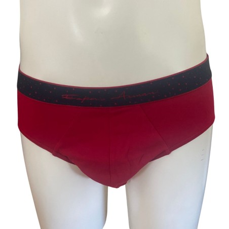 COFFRET DE DEUX SLIPS STRETCH COTON MARINE/ROUGE  - EMPORIO ARMANI