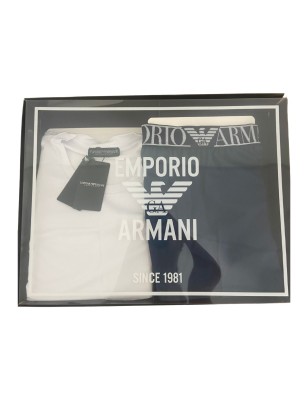 PYJAMA COURT BLANC/MARINE  - EMPORIO ARMANI