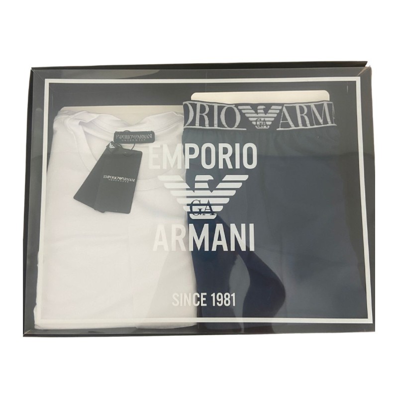 PYJAMA COURT BLANC/MARINE  - EMPORIO ARMANI