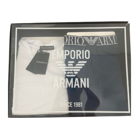 PYJAMA COURT BLANC/MARINE  - EMPORIO ARMANI