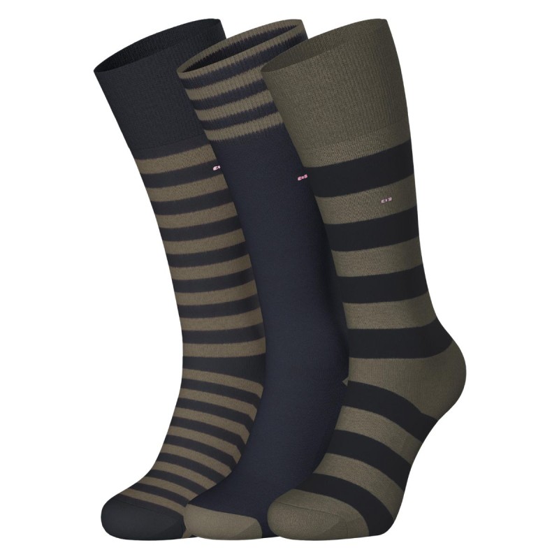 PACK DE 3 PAIRES DE CHAUSSETTES A RAYURES BLEU MARINE / KAKI EP1733A25P3 - EDEN PARK