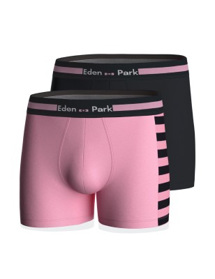 PACK DE DEUX BOXERS EN COTON NOIR/ROSE  - EP1221H83P2 - EDEN PARK
