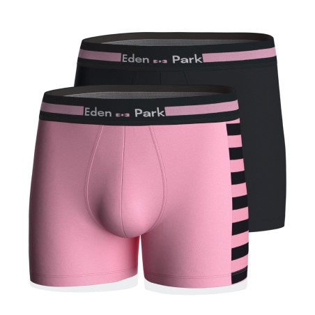 PACK DE DEUX BOXERS EN COTON NOIR/ROSE  - EP1221H83P2 - EDEN PARK