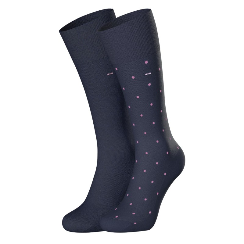 PACK DE 2 PAIRES DE CHAUSSETTES BLEU MARINE A POIS ROSES EP1733A31P2 - EDEN PARK