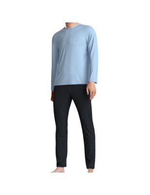 PYJAMA LONG BLEU EN COTON EP1551H8100 - EDEN PARK