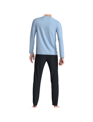 PYJAMA LONG BLEU EN COTON EP1551H8100 - EDEN PARK