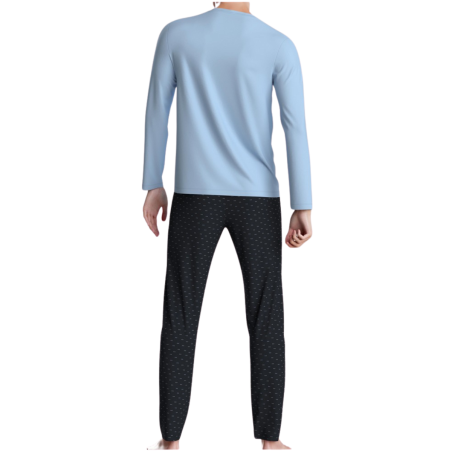 PYJAMA LONG BLEU EN COTON EP1551H8100 - EDEN PARK