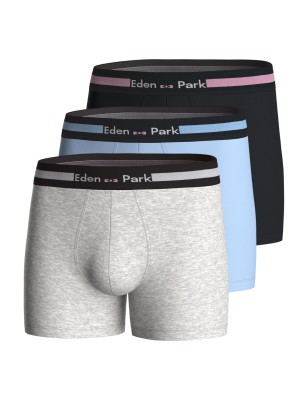 PACK DE TROIS BOXERS UNIS EN COTON BLEU/MARINE/GRIS - EP1221H75P3 - EDEN PARK