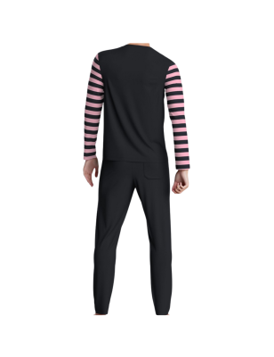 PYJAMA LONG MARINE ET ROSE EN COTON - EP1551H8200 - EDEN PARK