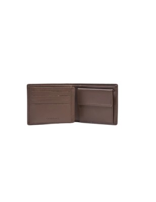 PORTEFEUILLE ICONE HORIZONTAL TOILE ENDUITE / CUIR MARRON - CHABRAND
