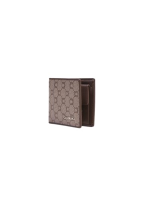 PORTEFEUILLE ICONE HORIZONTAL TOILE ENDUITE / CUIR MARRON - CHABRAND