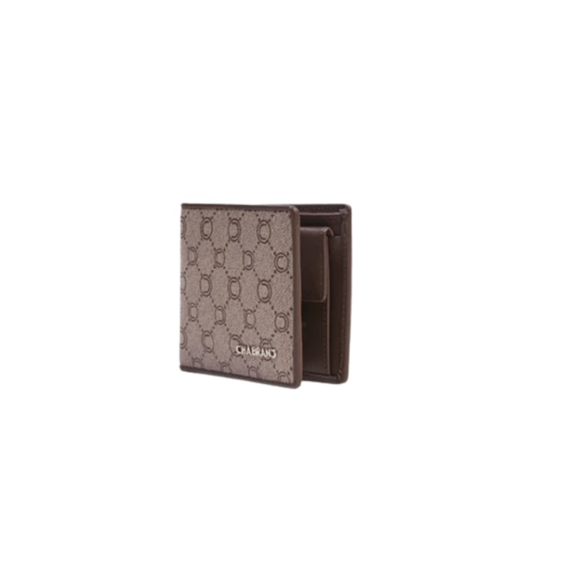 PORTEFEUILLE ICONE HORIZONTAL TOILE ENDUITE / CUIR MARRON - CHABRAND