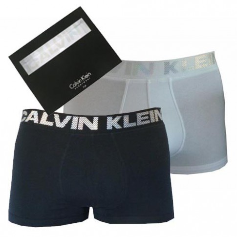 CK- COFFRET 2 BOXERS COTON NOIR ET BLANC U8949A-BW7