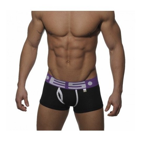 ES UN008 BOXER MODAL OPEN FLY NOIR/AUBERGINE