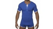  ES 496 T-SHIRT VISCOSE 2 FABRICS  BLEU ROYAL