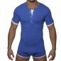 ES 496 T-SHIRT VISCOSE 2 FABRICS  BLEU ROYAL