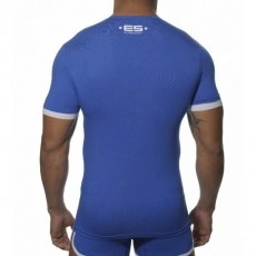 ES 496 T-SHIRT VISCOSE 2 FABRICS  BLEU ROYAL