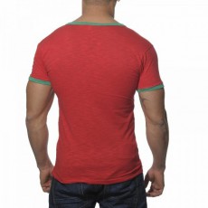  ES TS045  T-SHIRT V CONTRAST ROUGE  