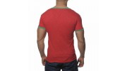  ES TS045  T-SHIRT V CONTRAST ROUGE  