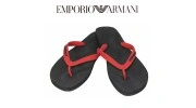 ARMANI - CLAQUETTE / TONGS DUO COLOR NOIR - ROUGE