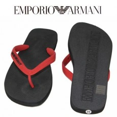 ARMANI - CLAQUETTE / TONGS DUO COLOR NOIR - ROUGE
