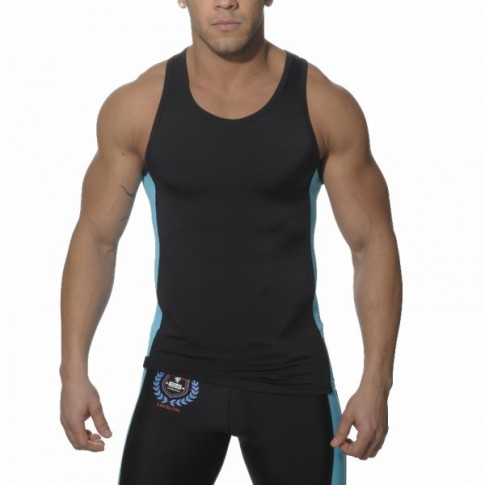 ES SP019  DEBARDEUR SPORT TANK TOP NOIR/TURQUOISE