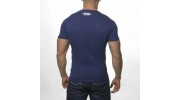 ES TS049  T-SHIRT FANTAISIE COL V COTON MARINE