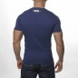 ES TS049  T-SHIRT FANTAISIE COL V COTON MARINE