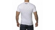  ES TS049  T-SHIRT FANTAISIE COL V COTON BLANC