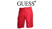 GUESS – SHORT DE BAIN EFFET JEANS LONG ROUGE