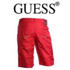 GUESS – SHORT DE BAIN EFFET JEANS LONG ROUGE