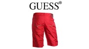 GUESS – SHORT DE BAIN EFFET JEANS LONG ROUGE