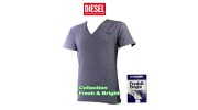 DIESEL - T-SHIRT COTON RAYURES FINES VIOLET FRESH & BRIGHT