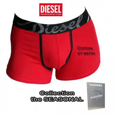 DIESEL -  BOXER COTON ET SATIN ROUGE  SHAWN THE SEASONAL