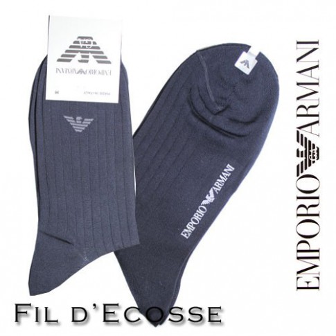 ARMANI CHAUSSETTES MARINE LOGO EAGLE FIL D'ECOSSE STYLE 1