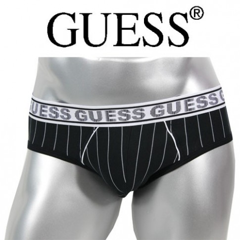 GUESS - SLIP HOMME RAYE NOIR BLANC