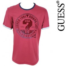 GUESS - T-SHIRT LOUNGWEAR BORDEAUX 100 % COTON