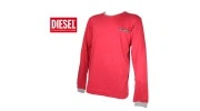 DIESEL - T-SHIRT COTON ROUGE MANCHES LONGUES
