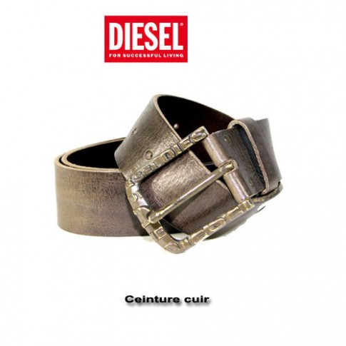 DIESEL – CEINTURE BIPAC CUIR MARRON BOUCLE SPORT