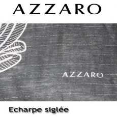 AZZARO - ECHARPE BRODEE ANTHRACITE EN VISCOSE
