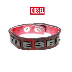 DIESEL - BRACELET ADISO CUIR BORDEAU SATINE