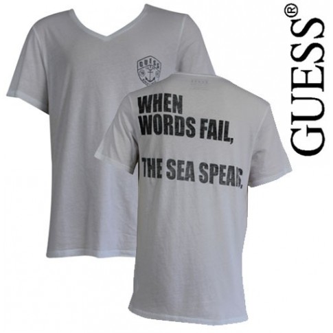 GUESS - T SHIRT ROCK SAILOR BLANC COL EN V