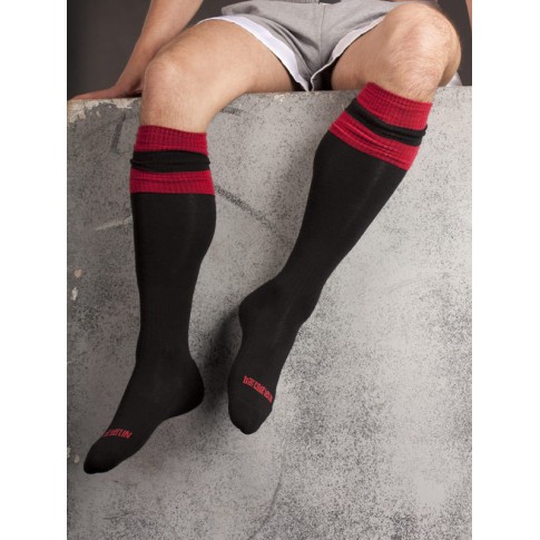 BARCODE - CHAUSSETTES FOOTBALL HAUTE NOIR/ROUGE BARCODE - CHAUSSETTES FOOTBALL HAUTE NOIR/ROUGE